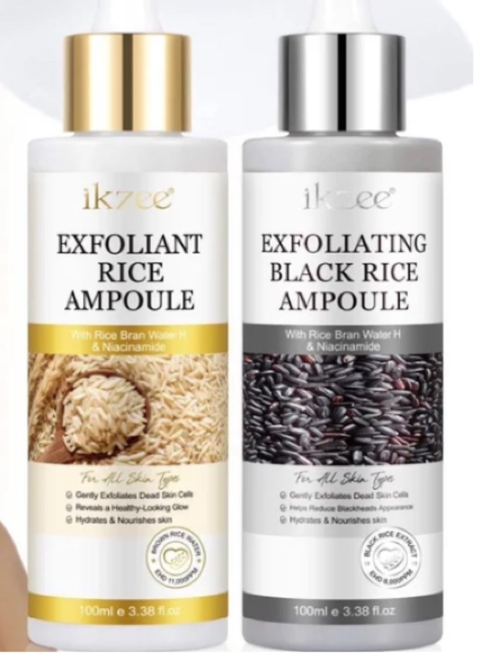 Rice Exfoliating Ampoule 2 packs Set, (White+Black) NIB Expired 2028